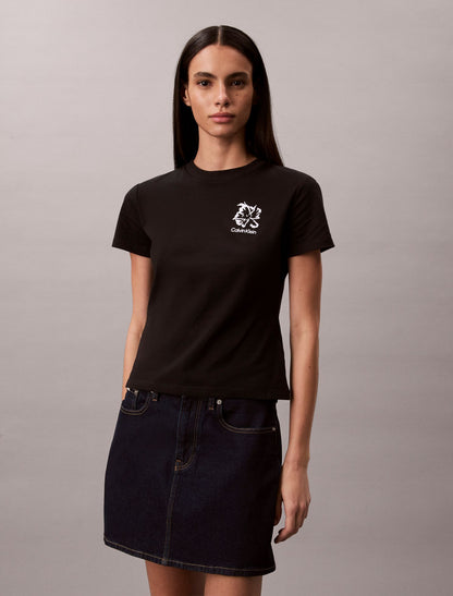 Flower Logo Graphic Slim T-Shirt - Calvin Klein Women