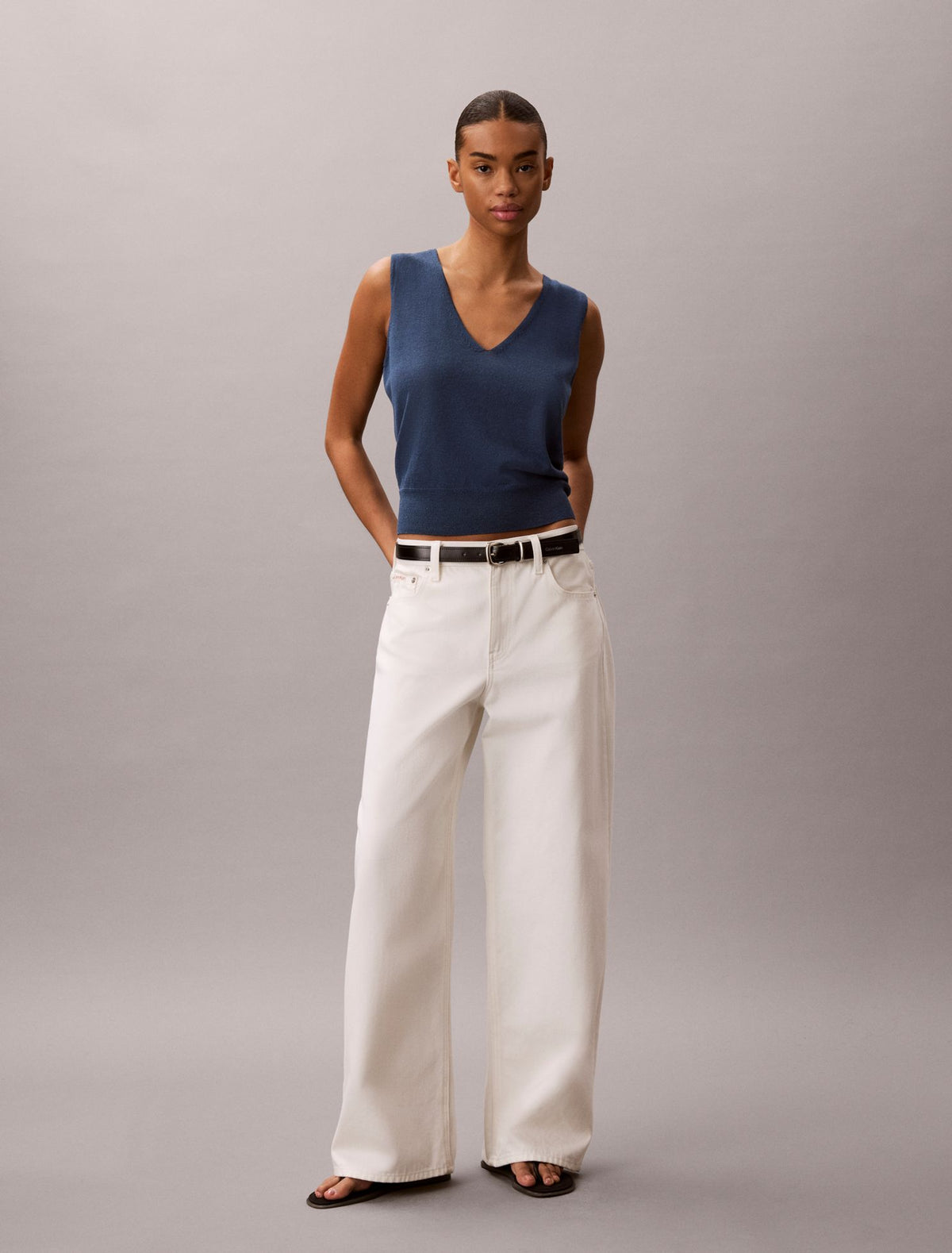 Linen Blend Tank Top - Calvin Klein Women