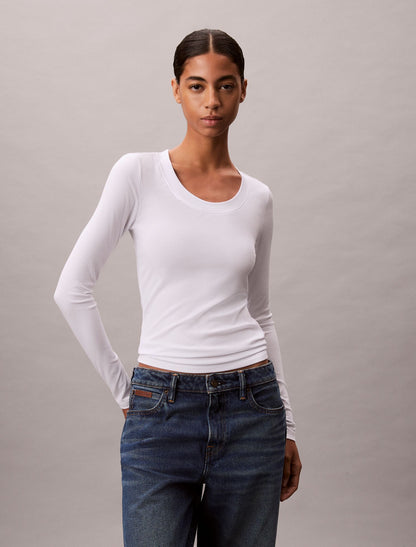Modal Stretch Rib Slim T-Shirt - Calvin Klein Women