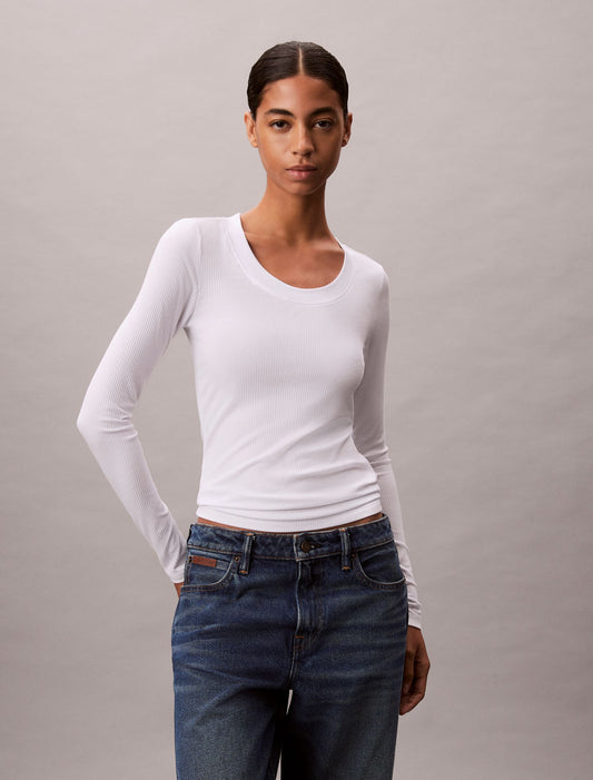 Modal Stretch Rib Slim T-Shirt - Calvin Klein Women