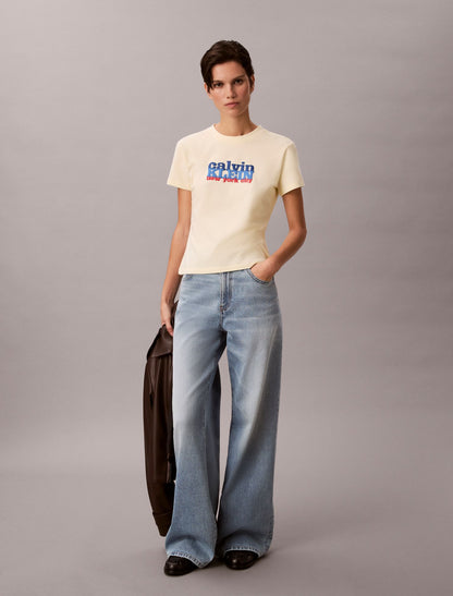 Contrast Logo Graphic Slim T-Shirt - Calvin Klein Women