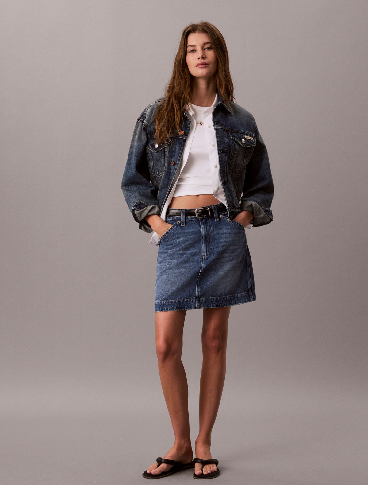 Woven Monologo Rib Tee - Calvin Klein Women