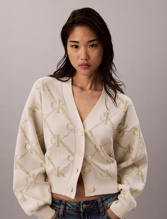 Monogram Logo Cardigan Sweater - Calvin Klein Women