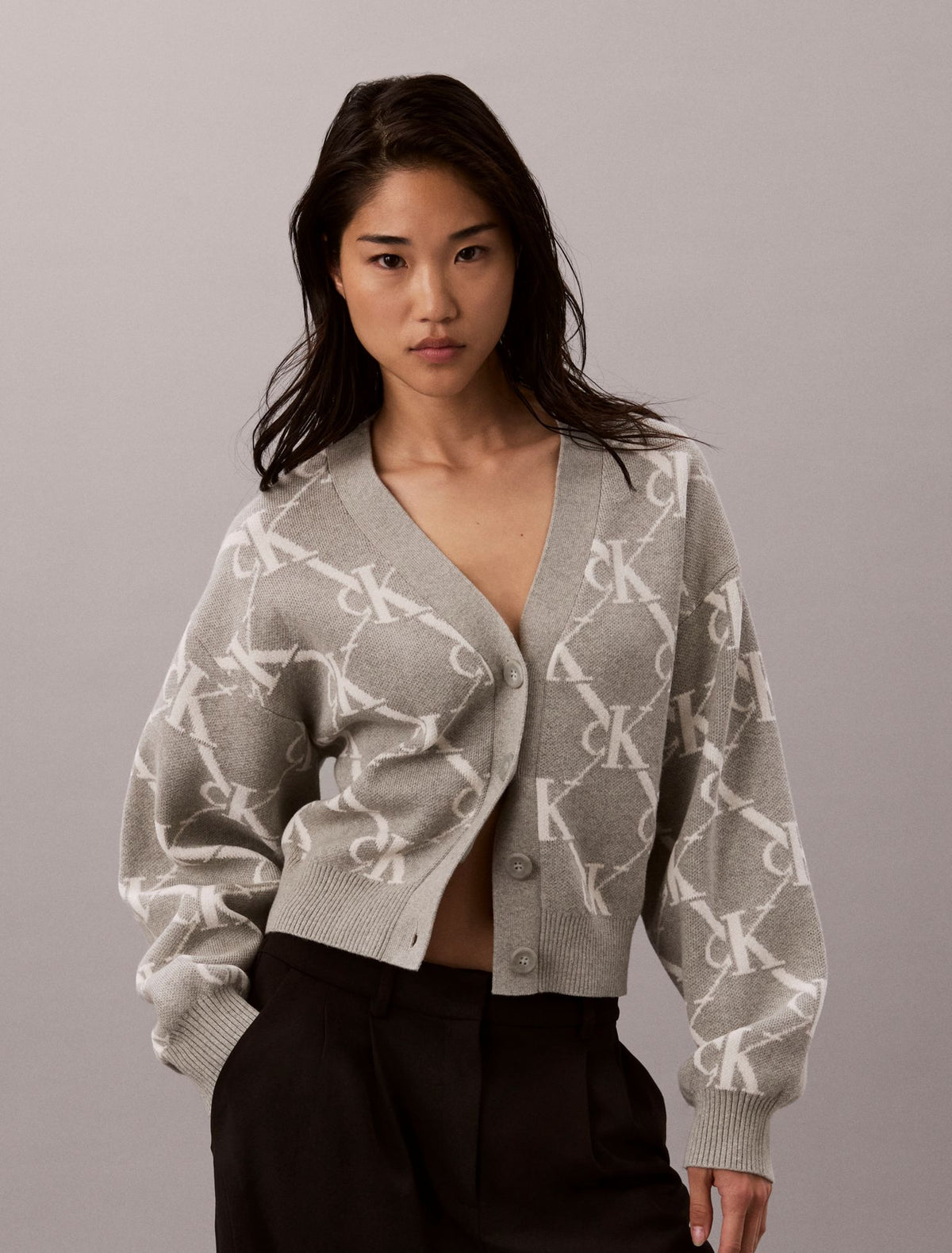 Monogram Logo Cardigan Sweater - Calvin Klein Women