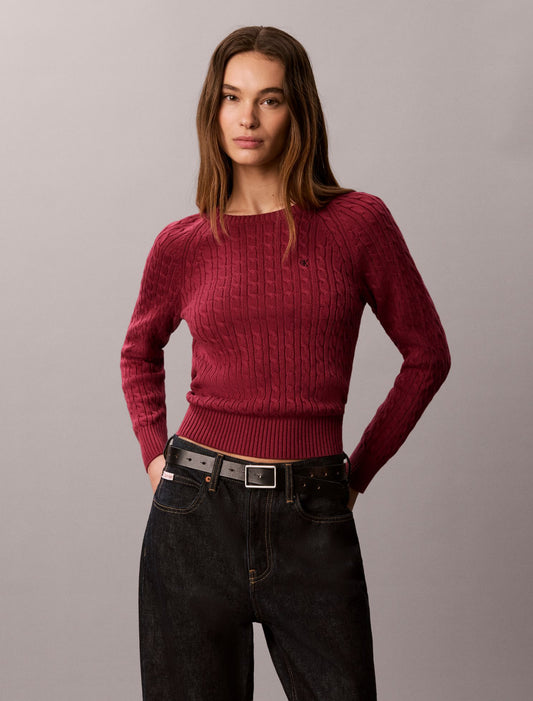 Cable Knit Crewneck Sweater - Calvin Klein Women
