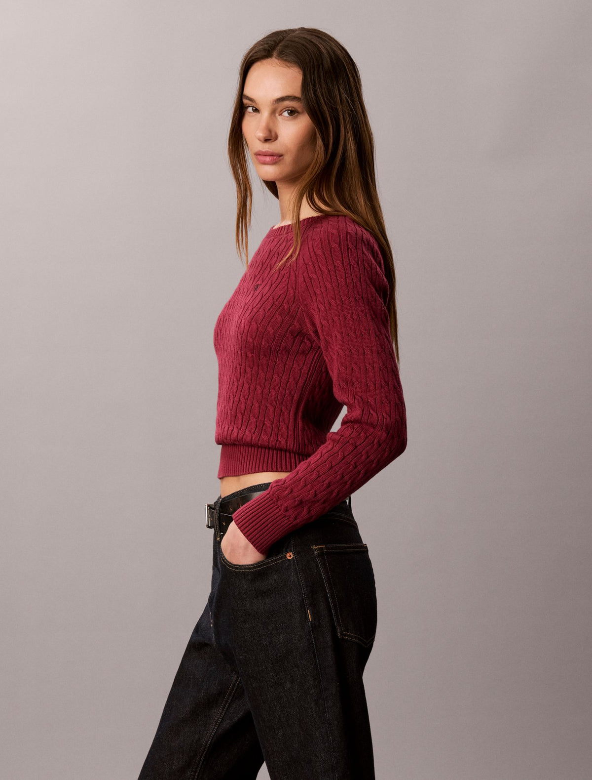 Cable Knit Crewneck Sweater - Calvin Klein Women