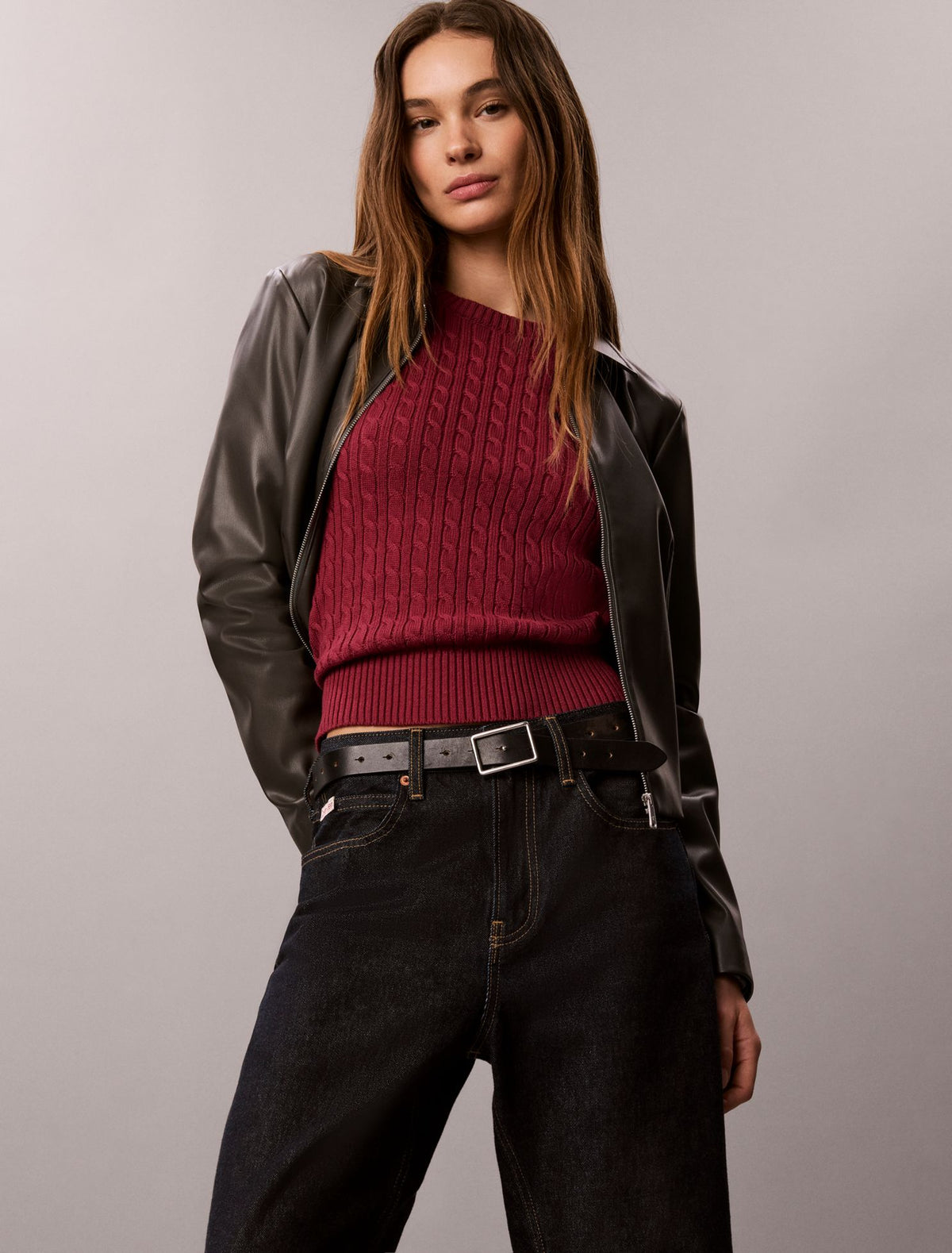 Cable Knit Crewneck Sweater - Calvin Klein Women