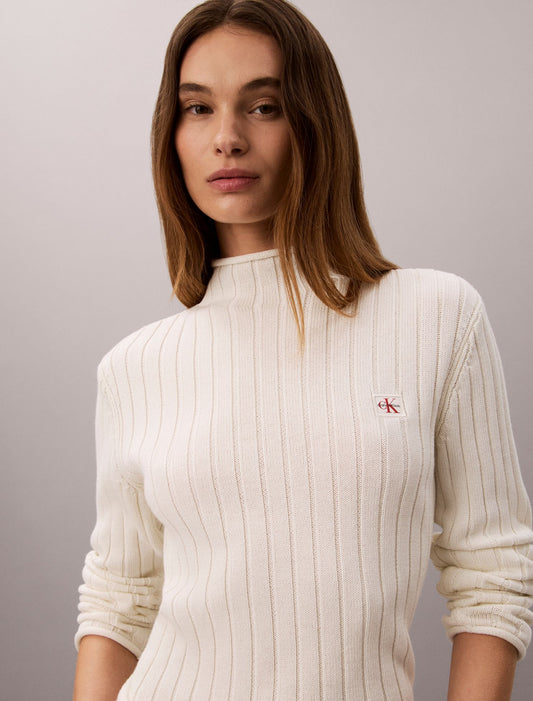 Woven Monologo Turtleneck Sweater - Calvin Klein Women