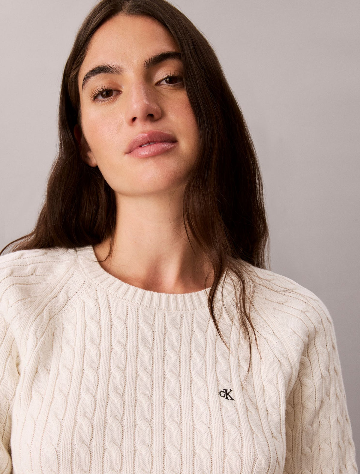 Cable Knit Crewneck Sweater - Calvin Klein Women