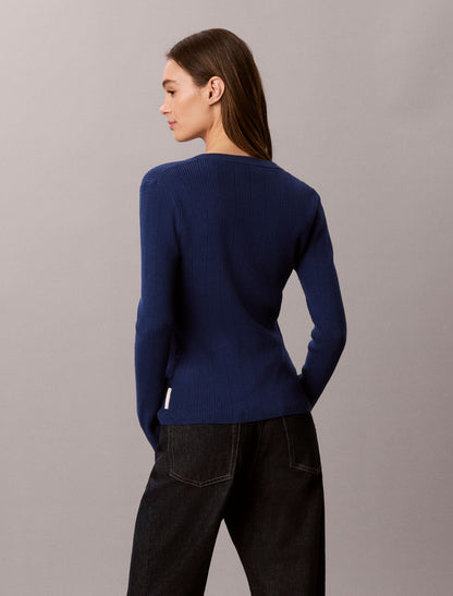Smooth Cotton Rib Cardigan Sweater - Calvin Klein Women