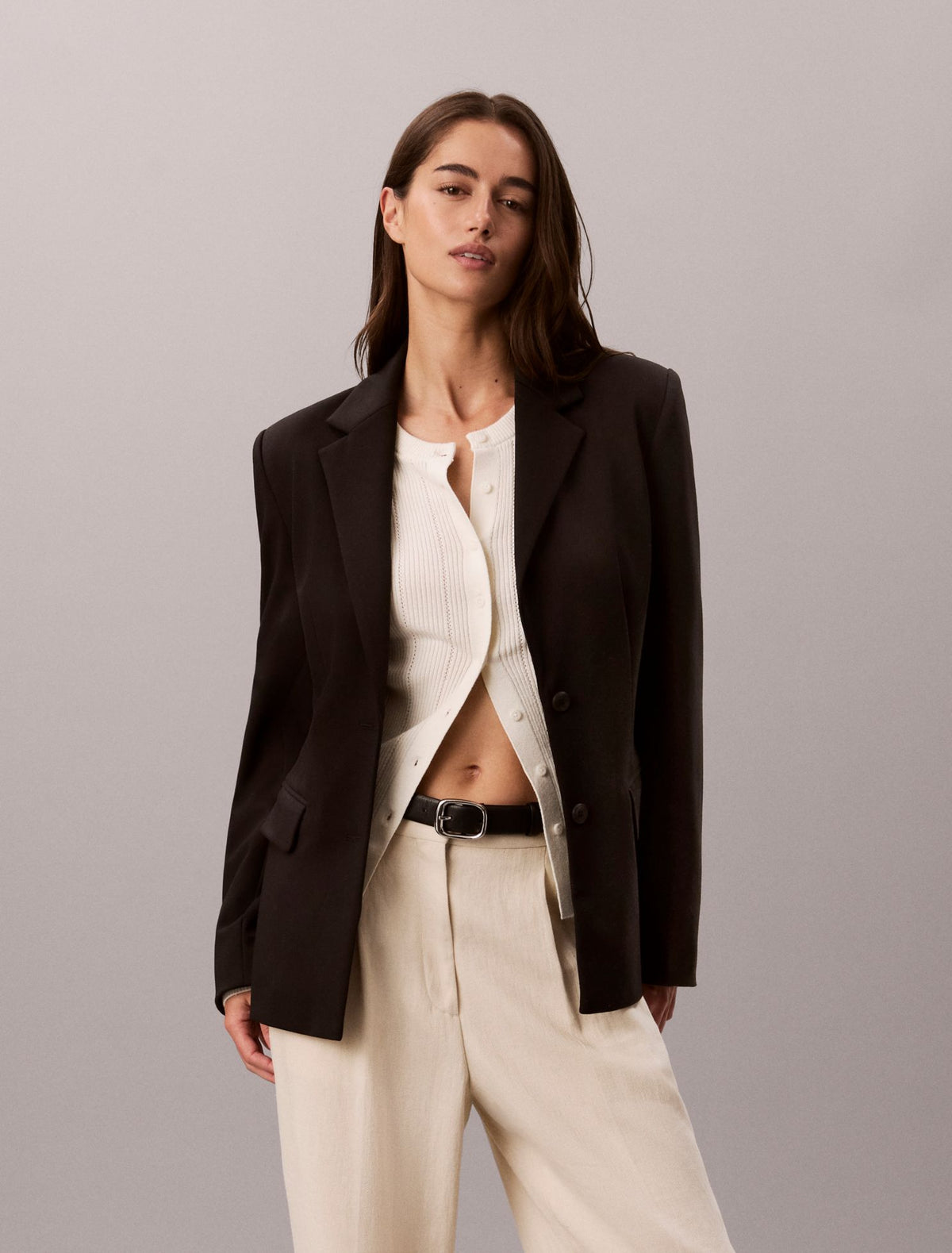 Smooth Cotton Rib Cardigan Sweater - Calvin Klein Women