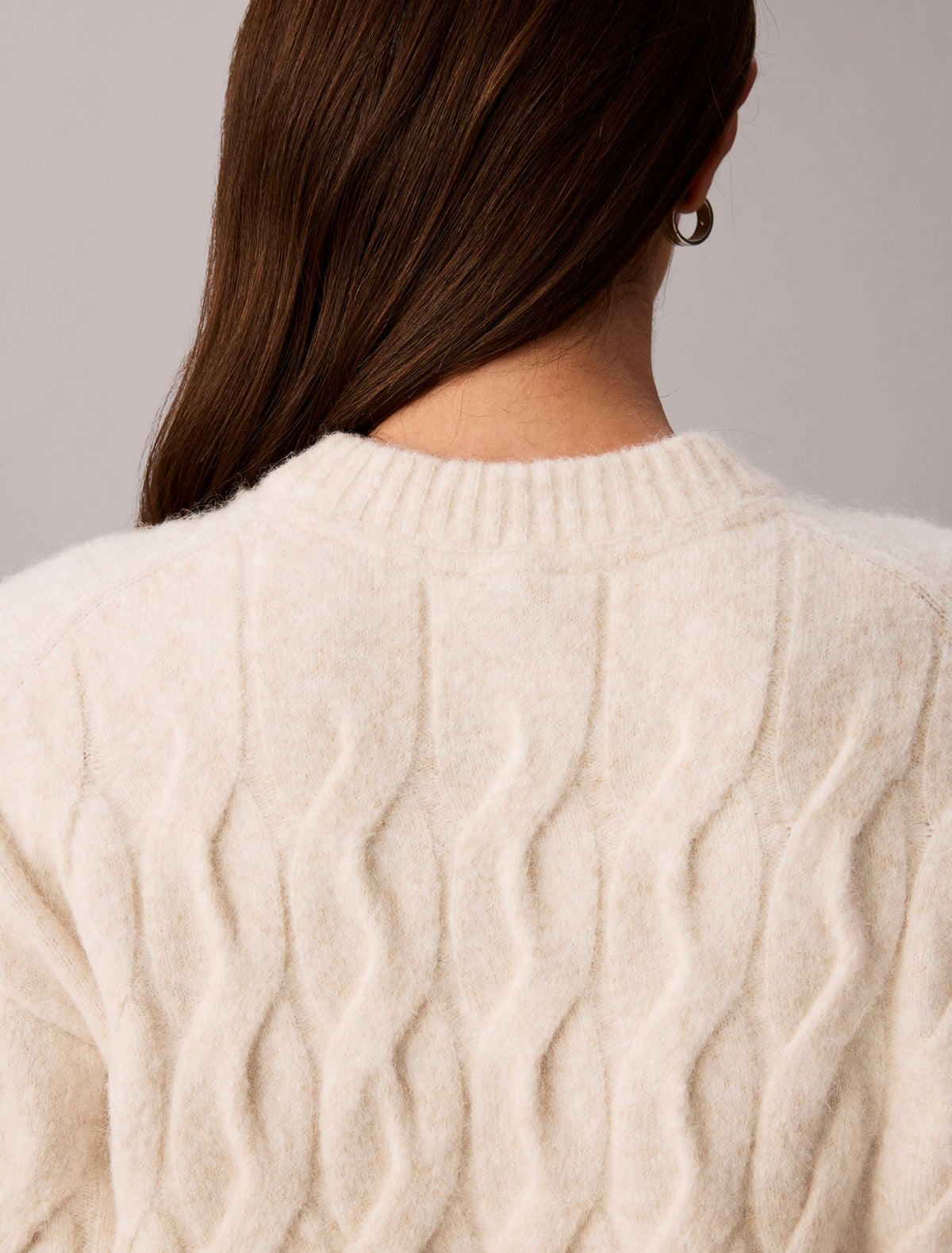 Wool Blend Cable Knit Sweater - Calvin Klein Women