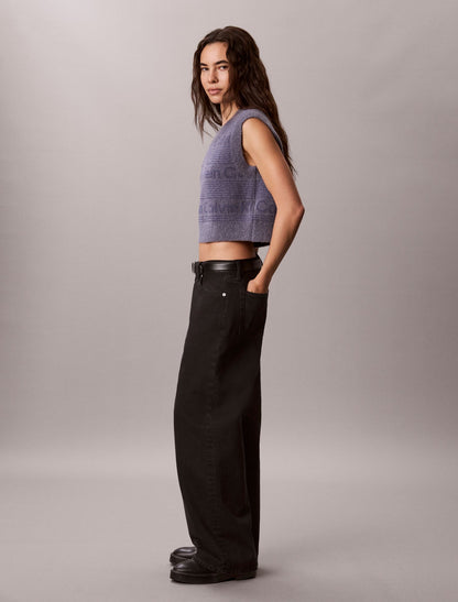 Wool Blend Textured Logo Sweater Vest - Calvin Klein Women