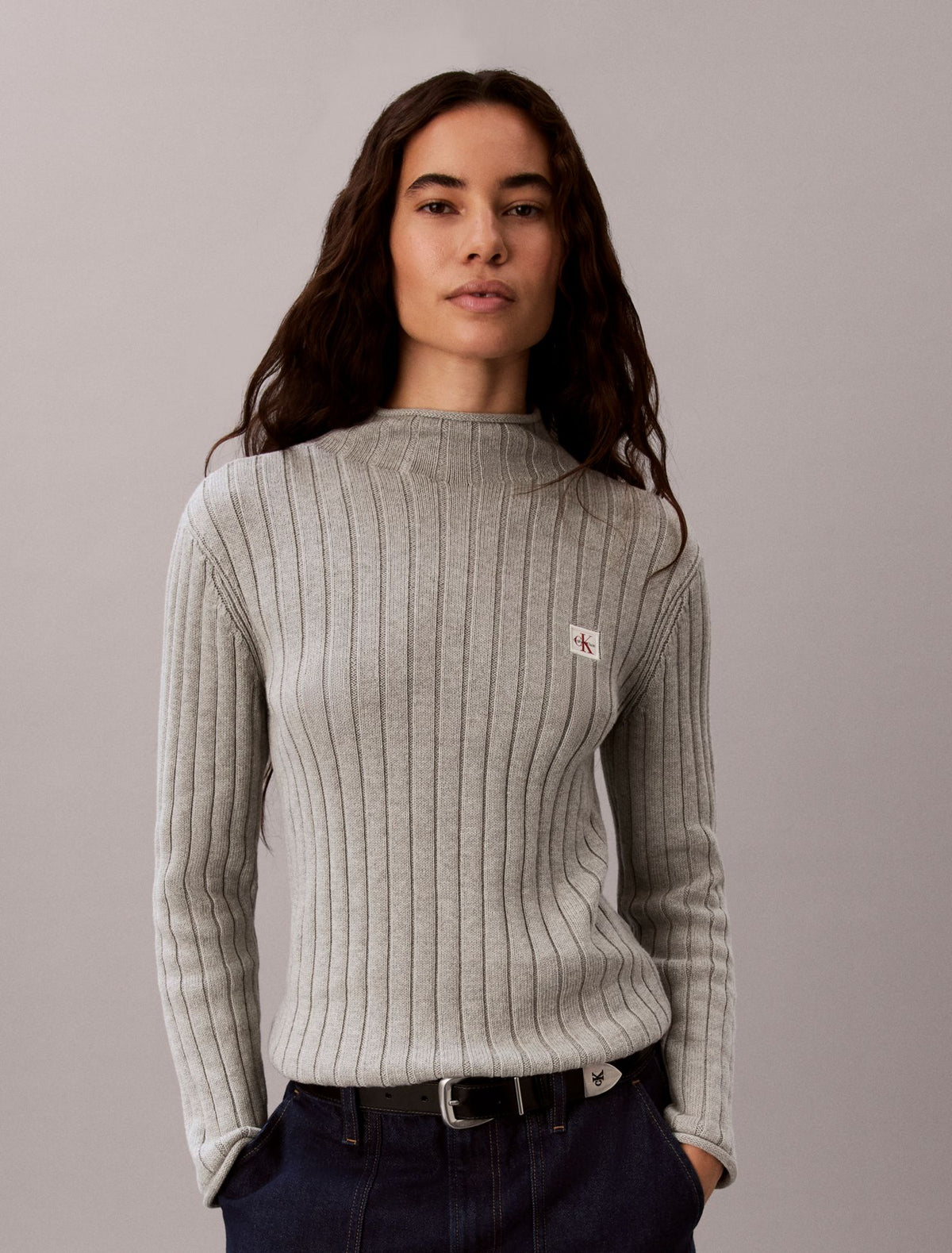 Woven Monologo Turtleneck Sweater - Calvin Klein Women