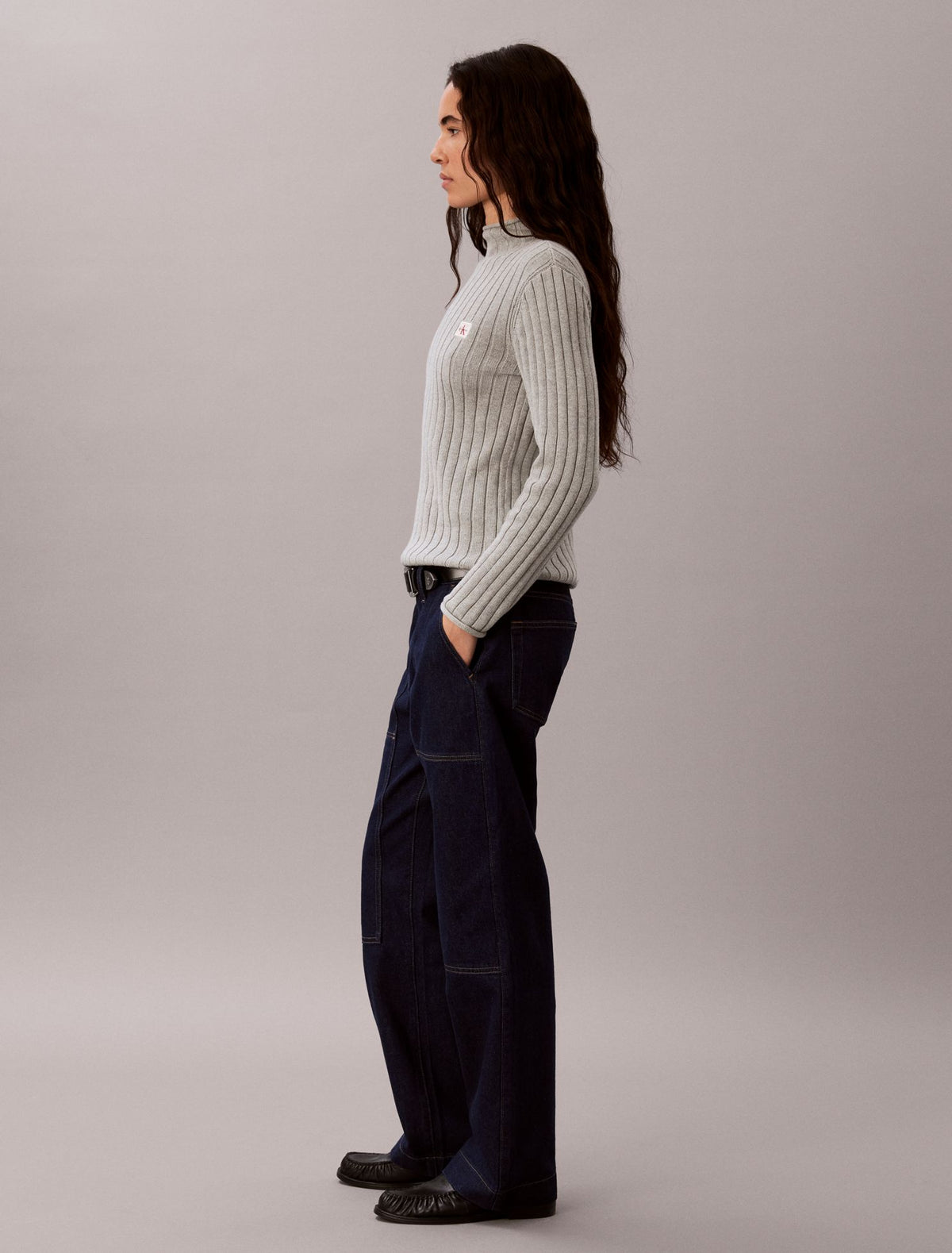 Woven Monologo Turtleneck Sweater - Calvin Klein Women