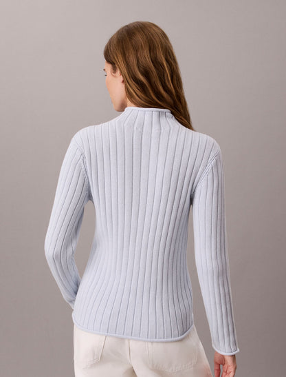 Woven Monologo Turtleneck Sweater - Calvin Klein Women