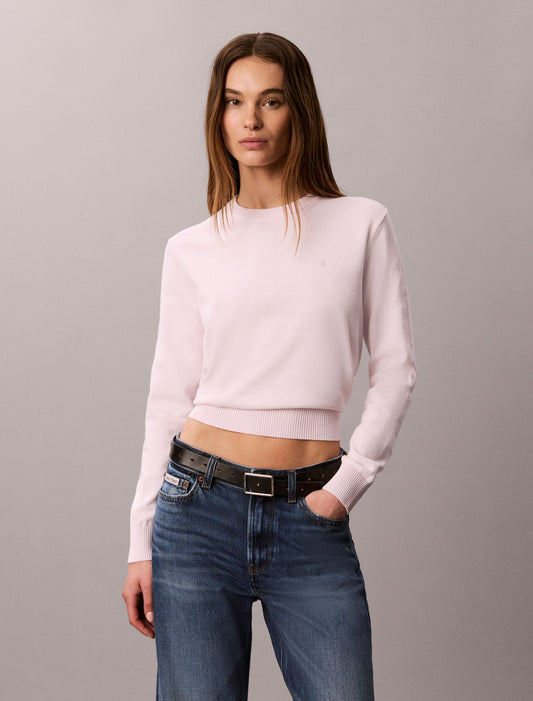 Smooth Cotton Crewneck Sweater - Calvin Klein Women