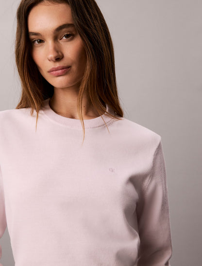 Smooth Cotton Crewneck Sweater - Calvin Klein Women