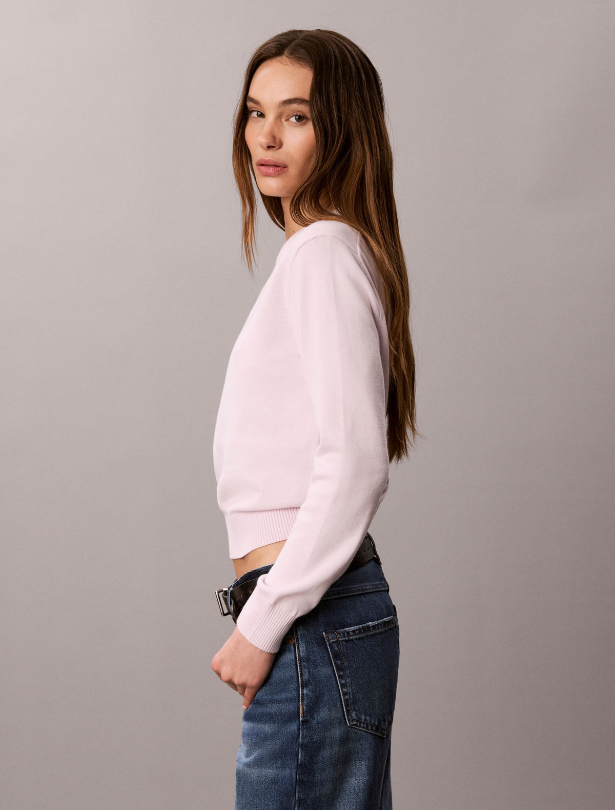 Smooth Cotton Crewneck Sweater - Calvin Klein Women