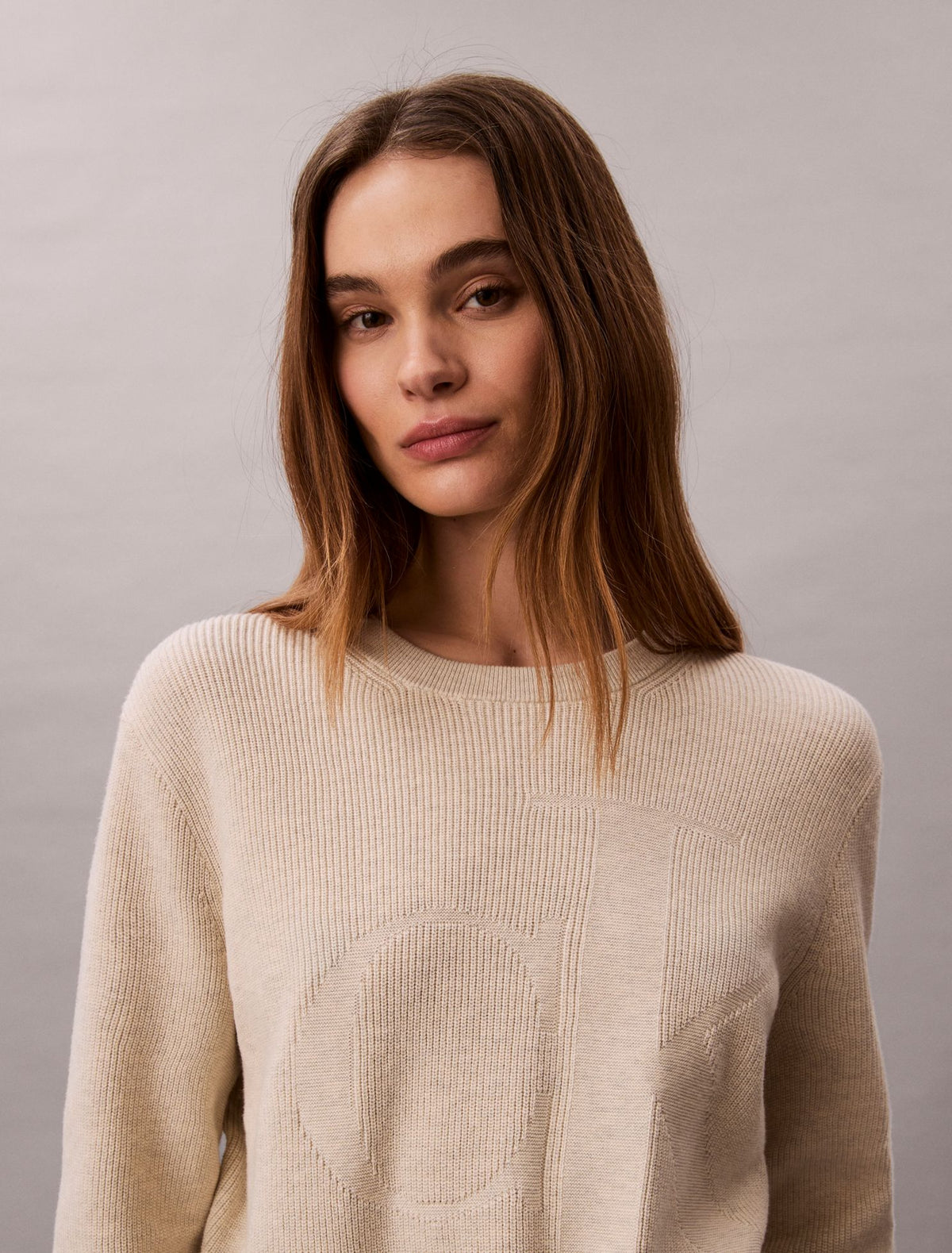 Smooth Cotton Monogram Sweater - Calvin Klein Women