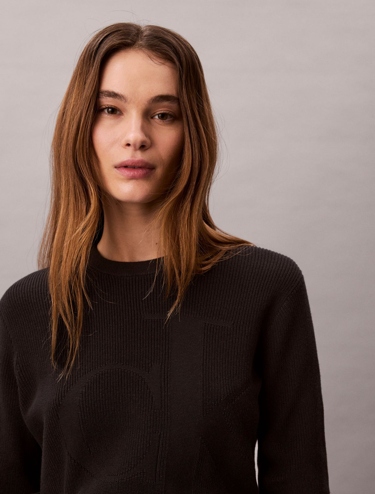 Smooth Cotton Monogram Sweater - Calvin Klein Women