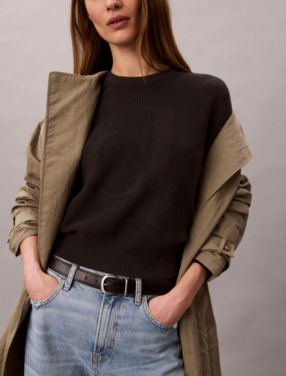 Smooth Cotton Monogram Sweater - Calvin Klein Women