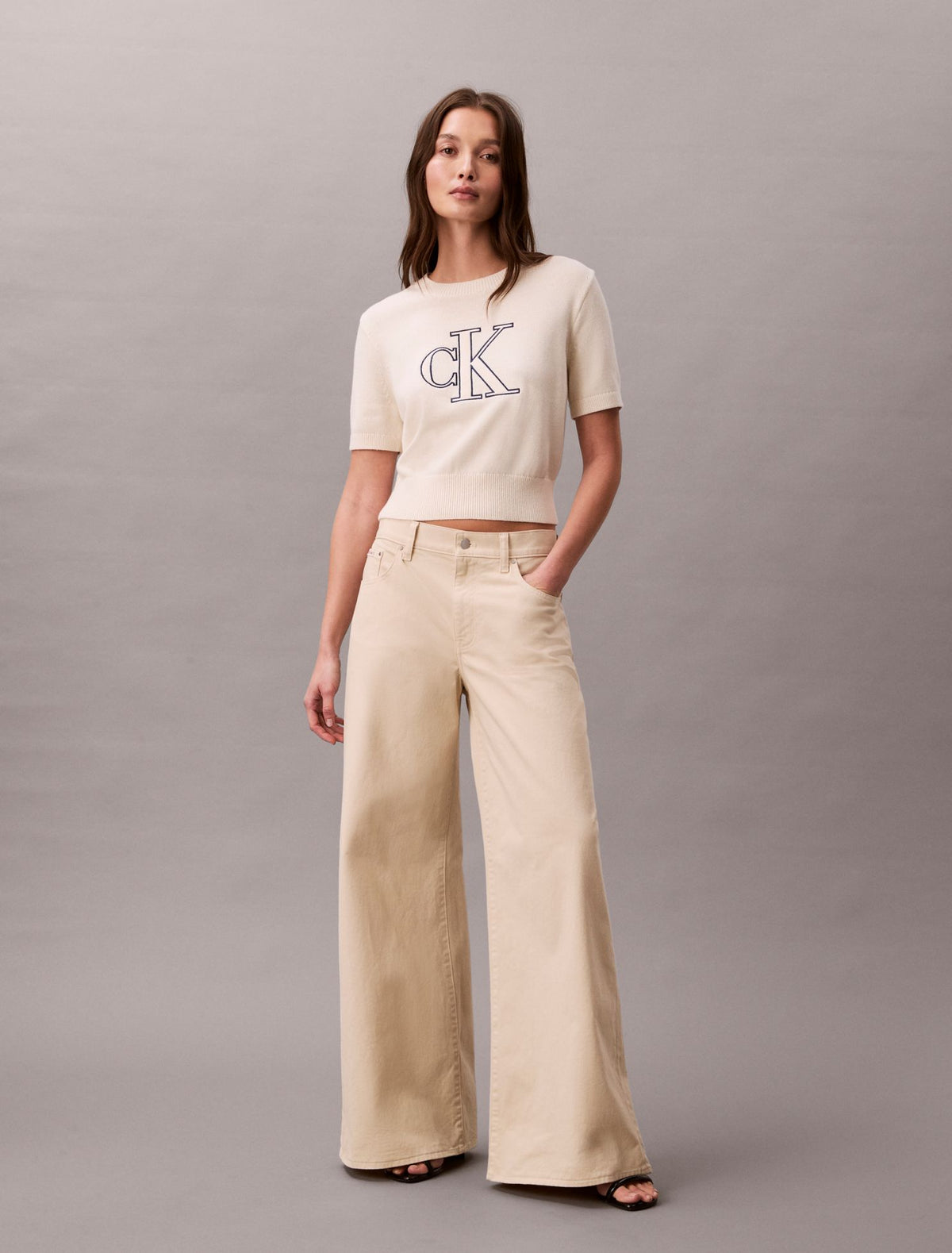 Monogram Cropped Sweater - Calvin Klein Women