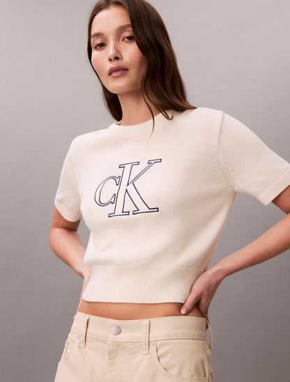 Monogram Cropped Sweater - Calvin Klein Women