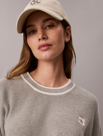 Woven Monologo Crewneck Sweater - Calvin Klein Women