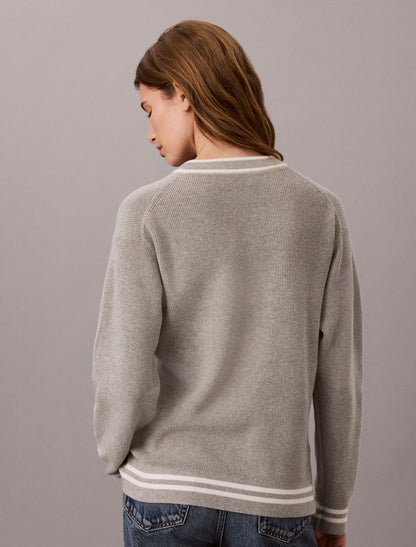 Woven Monologo Crewneck Sweater - Calvin Klein Women