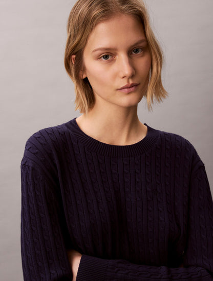 Cotton Cable Knit Sweater - Calvin Klein Women