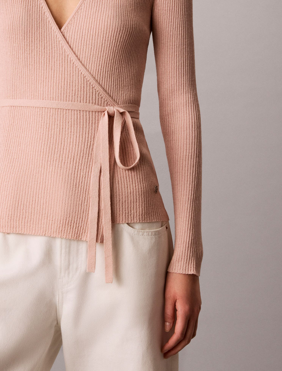 Linen Blend Wrap Sweater - Calvin Klein Women