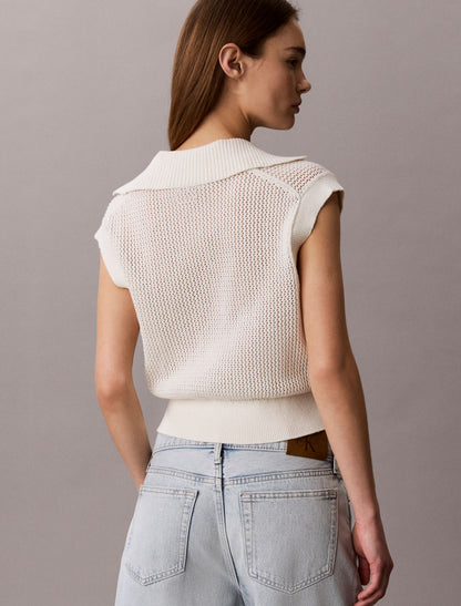 Monogram Crochet Cropped Top - Calvin Klein Women