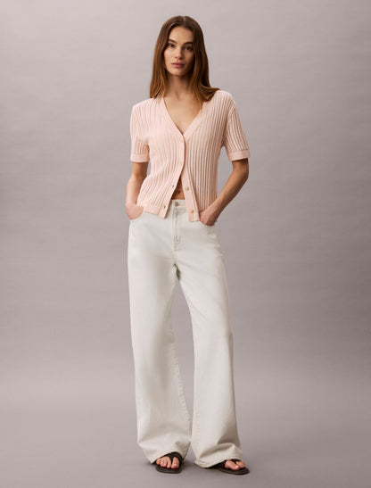 Open Stitch Button-Down Sweater - Calvin Klein Women
