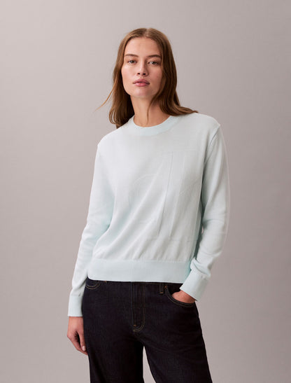 Smooth Cotton Monogram Sweater - Calvin Klein Women