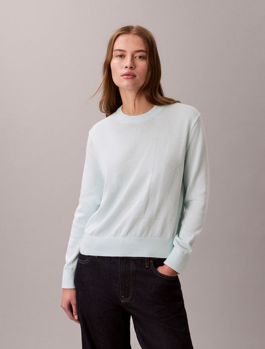 Smooth Cotton Monogram Sweater - Calvin Klein Women