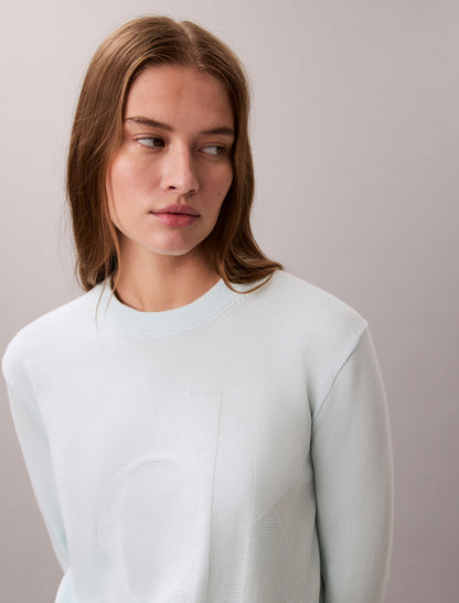 Smooth Cotton Monogram Sweater - Calvin Klein Women