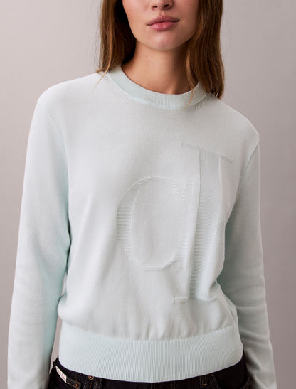 Smooth Cotton Monogram Sweater - Calvin Klein Women