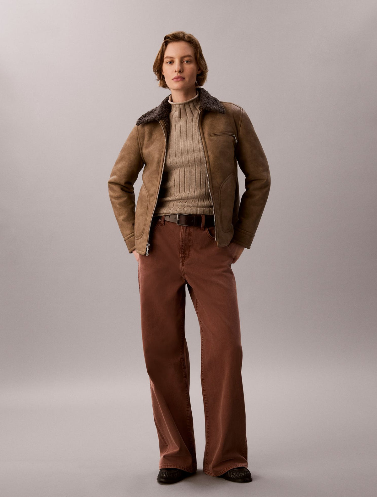 Faux Shearling Aviator Jacket - Calvin Klein Women