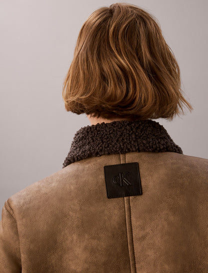Faux Shearling Aviator Jacket - Calvin Klein Women