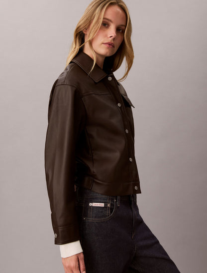Faux Leather Relaxed Jacket - Calvin Klein Women