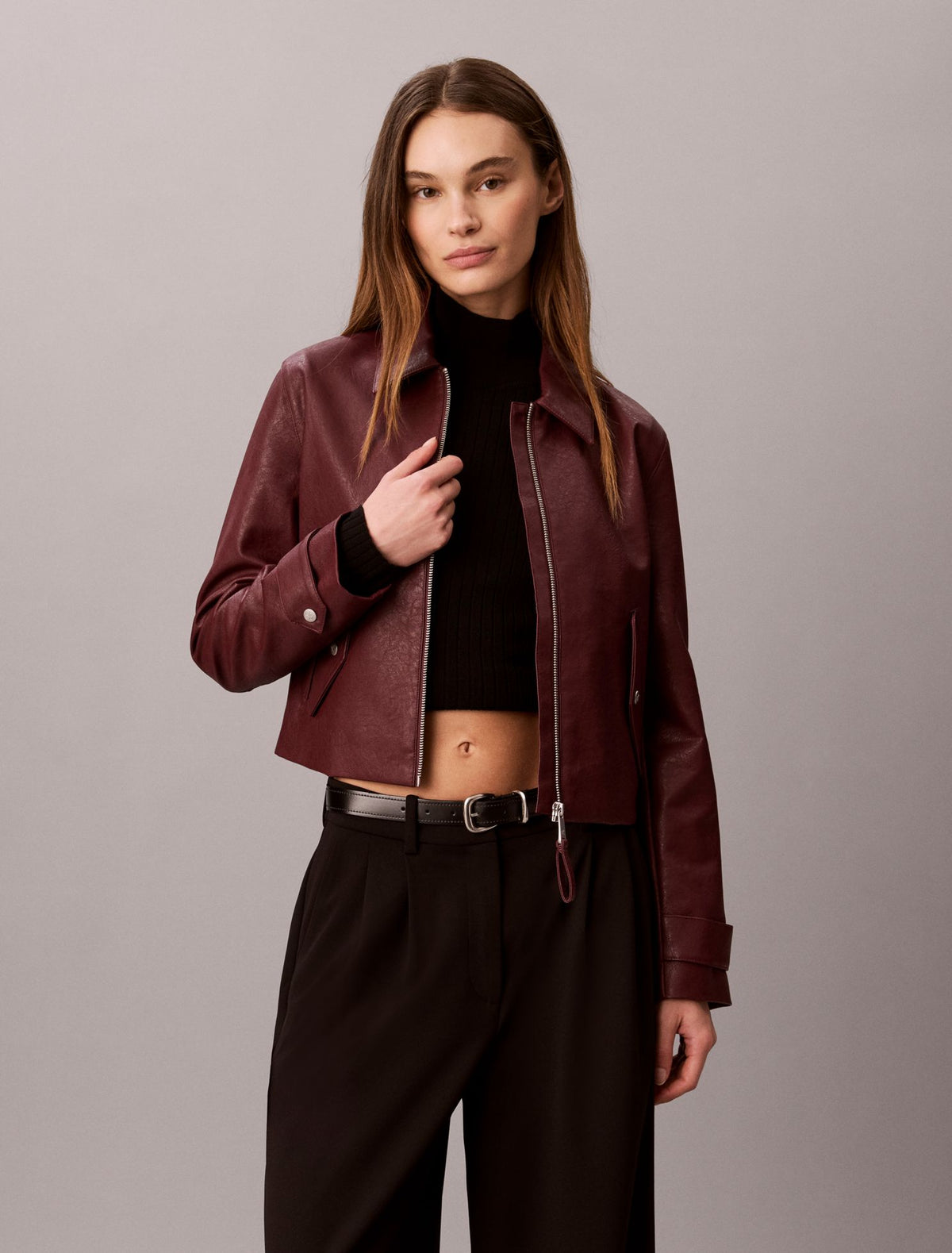 Faux Leather Moto Jacket - Calvin Klein Women