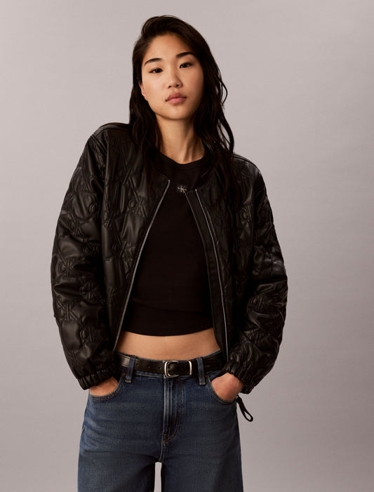 Faux Leather Padded Jacket - Calvin Klein Women