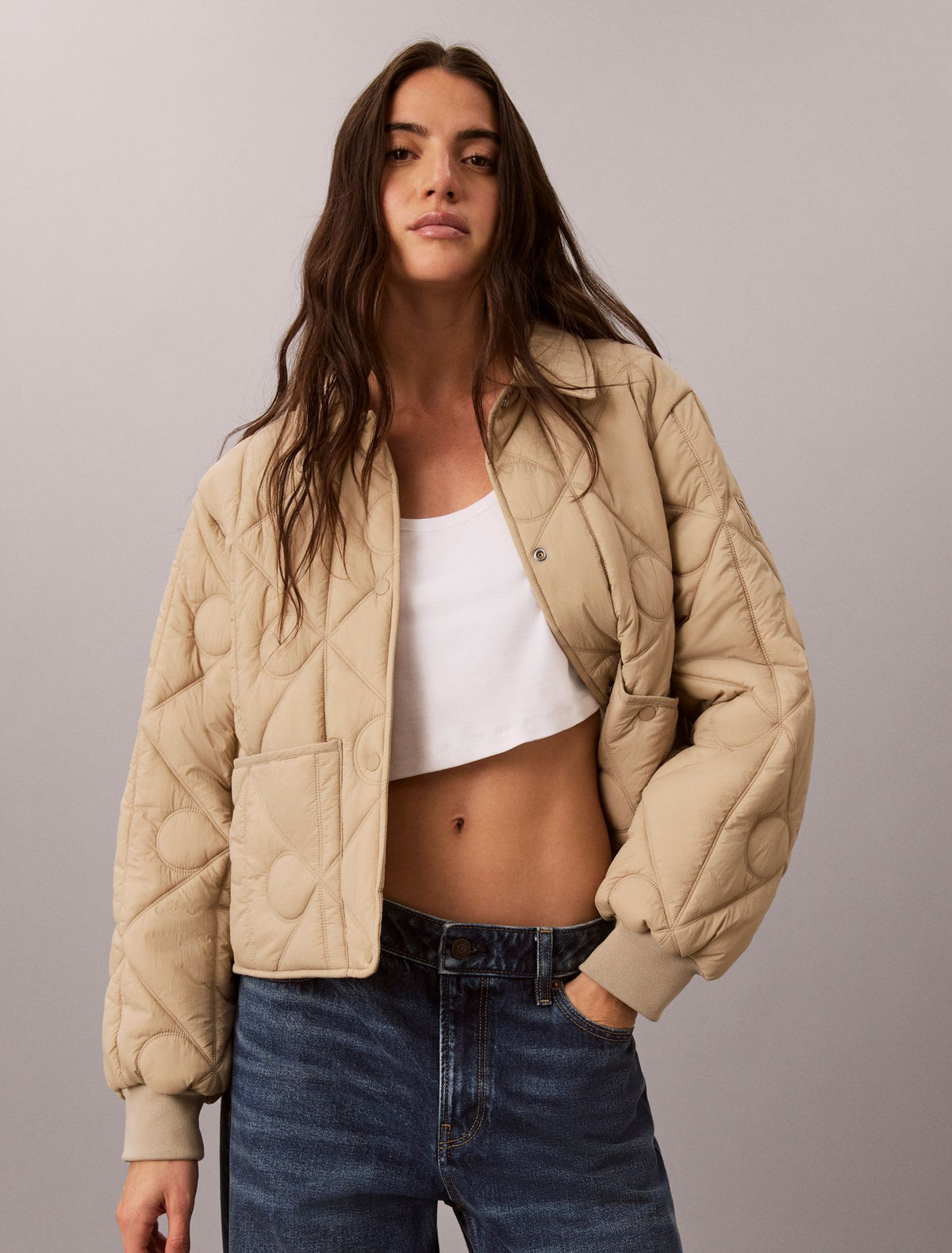 Emblem Logo Nylon Quilted Liner Jacket - Calvin Klein Women