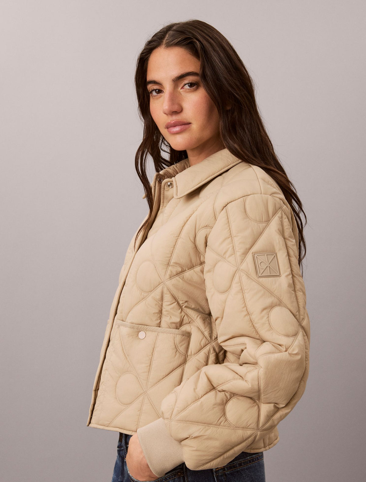 Emblem Logo Nylon Quilted Liner Jacket - Calvin Klein Women