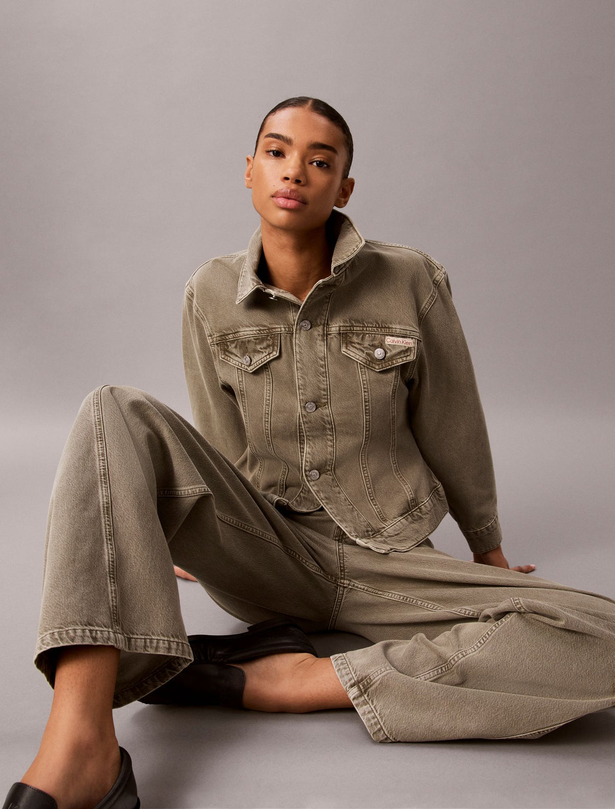 Cinched Peplum Denim Jacket - Calvin Klein Women