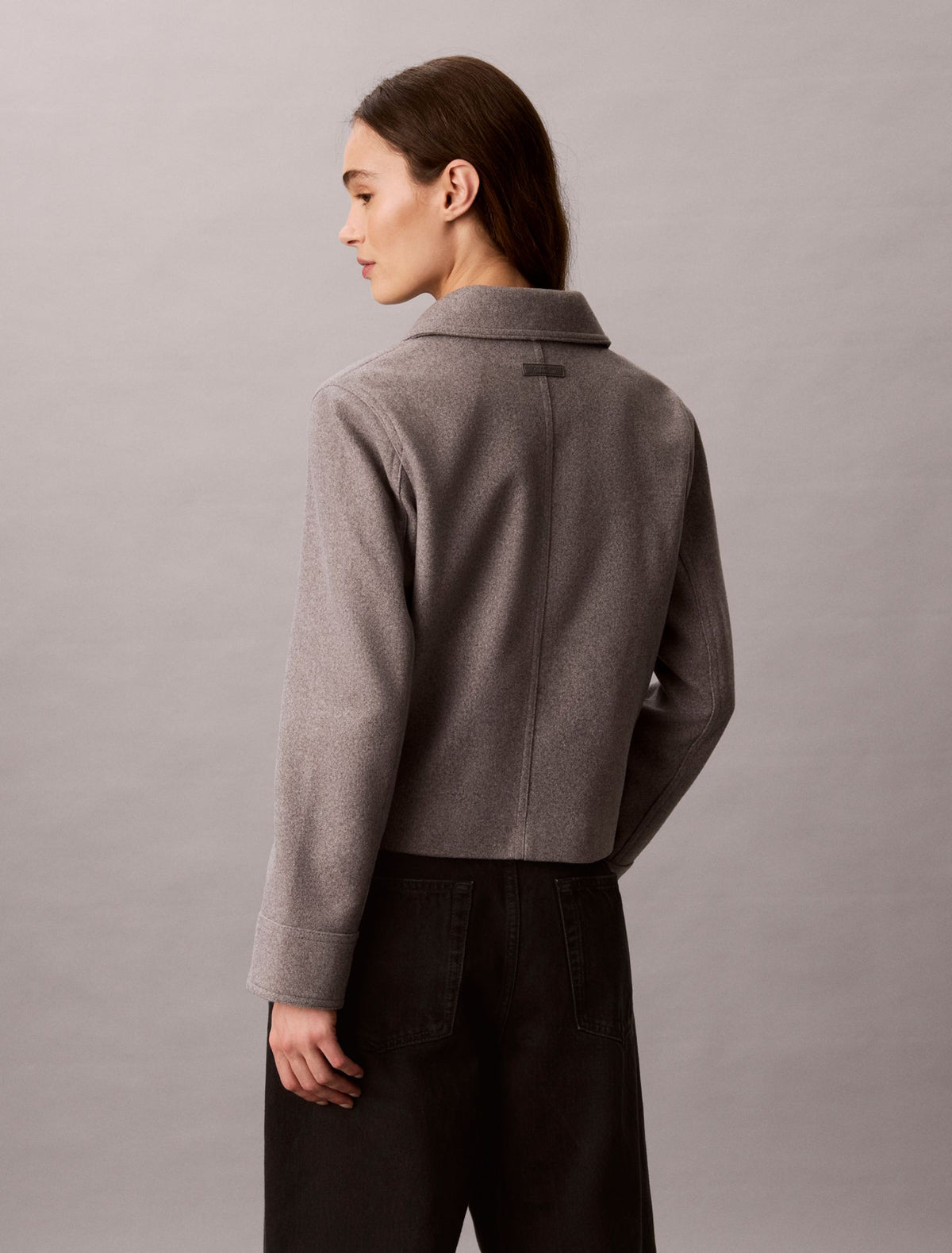 Faux Wool Stand Collar Jacket - Calvin Klein Women