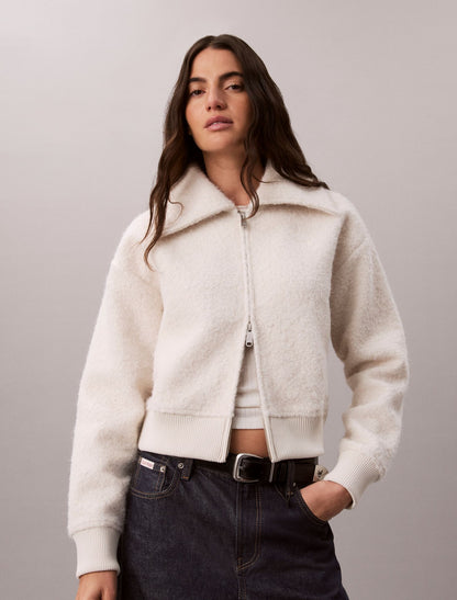 Brushed Boucle Fleece Zip Jacket - Calvin Klein Women