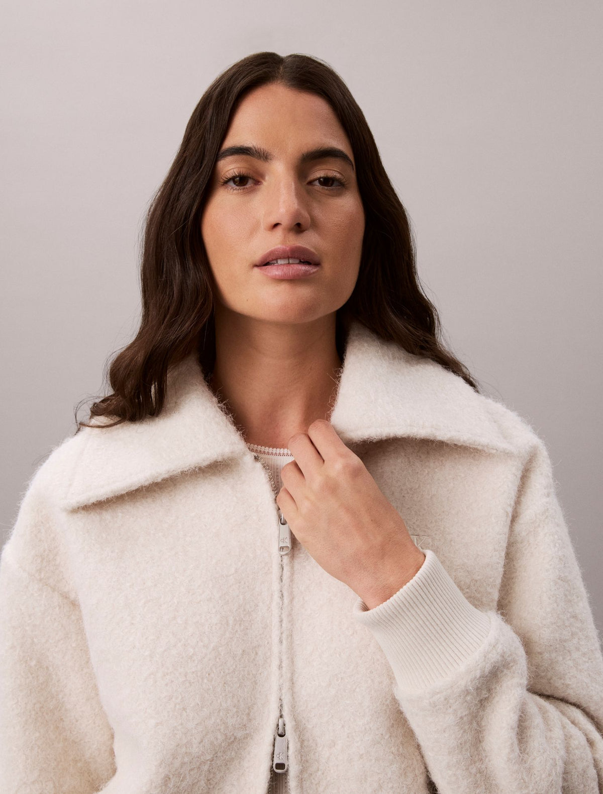 Brushed Boucle Fleece Zip Jacket - Calvin Klein Women