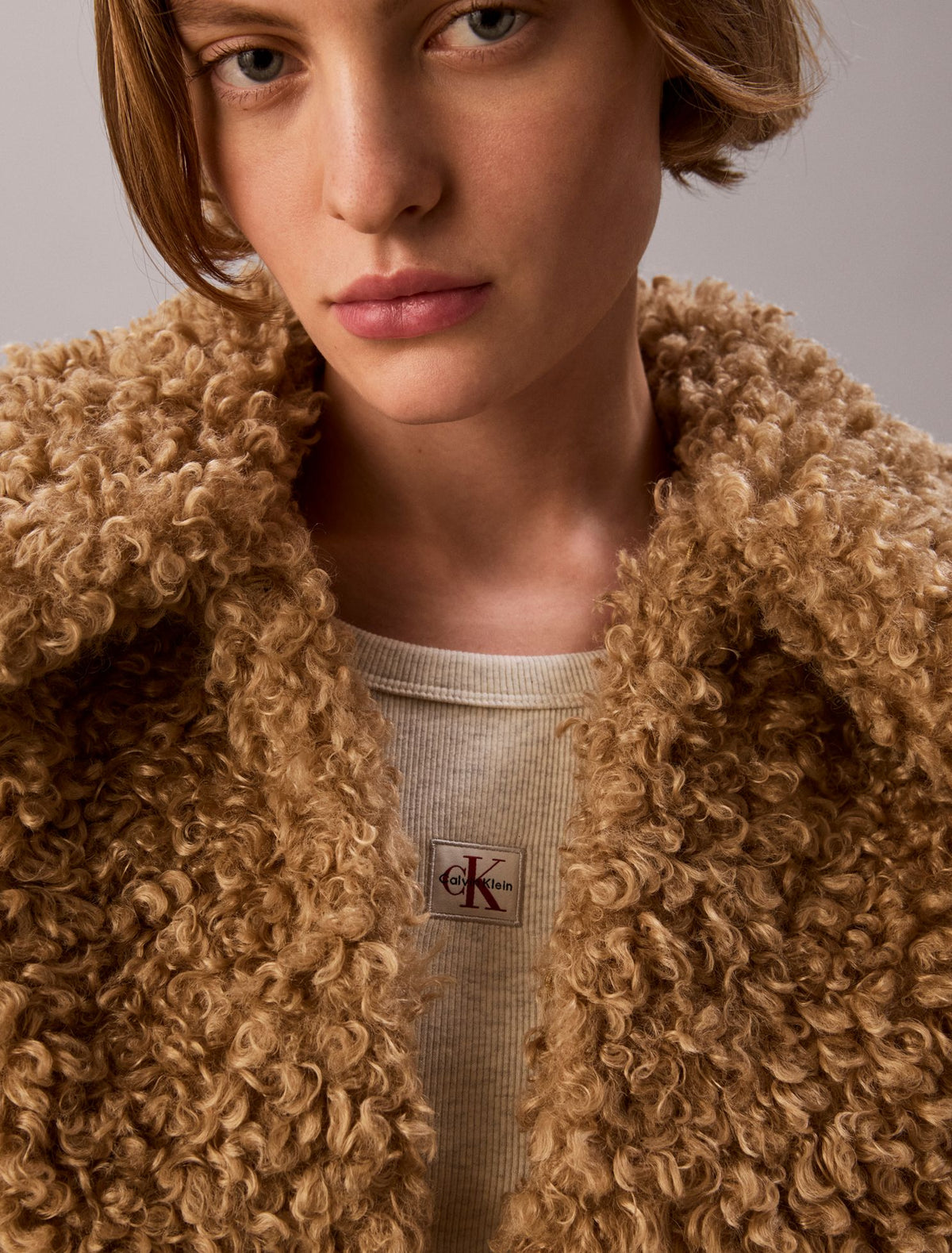 Faux Teddy Collar Jacket - Calvin Klein Women